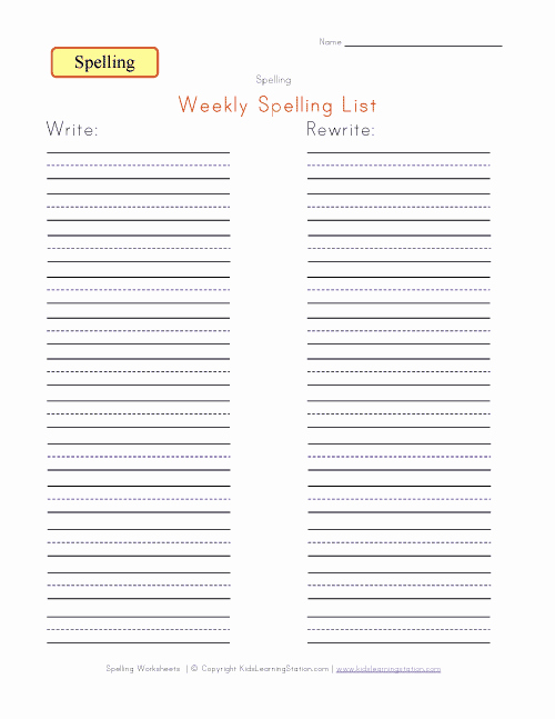 Printable Spelling Test Template Awesome Blank Spelling Word List School