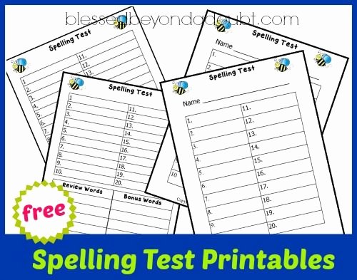 Printable Spelling Test Template Awesome Free Spelling Test Printables