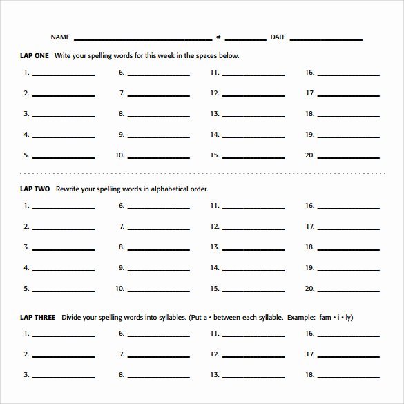 Printable Spelling Test Template Awesome Sample Spelling Test Template 14 Free Documents In Pdf
