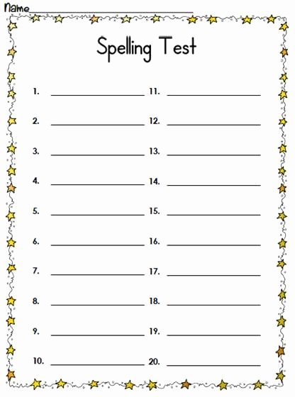 Printable Spelling Test Template Beautiful Spelling Test Paper 12 Words Invitation Templates