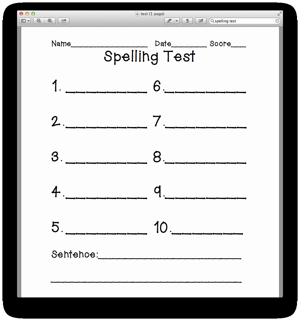 Printable Spelling Test Template Beautiful Spelling Test Template