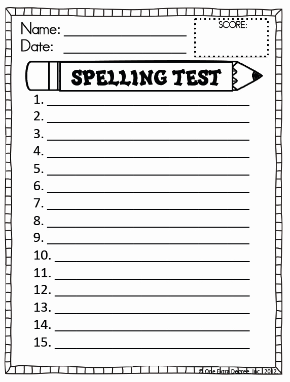 Printable Spelling Test Template Fresh Free Spelling Test Template E Extra Degree