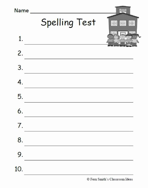 Printable Spelling Test Template Inspirational Fern S Freebie Friday Seasonal Blank Spelling Test
