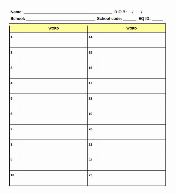 Printable Spelling Test Template Luxury Spelling Test Template 14 Download Free Documents In