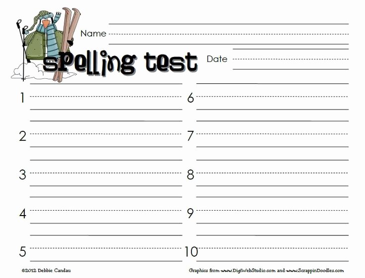 Printable Spelling Test Template New Free Printable Spelling Test Paper