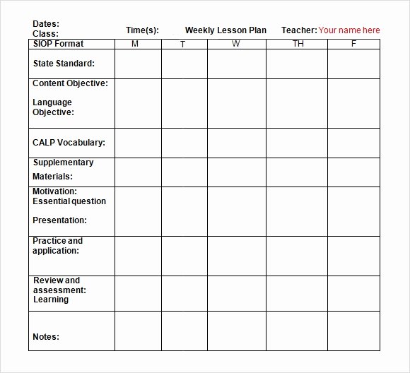 Printable Weekly Lesson Plan Template Best Of Free 7 Sample Weekly Lesson Plans In Google Docs