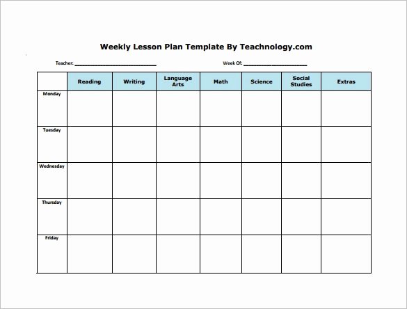 Printable Weekly Lesson Plan Template Fresh Weekly Lesson Plan Template