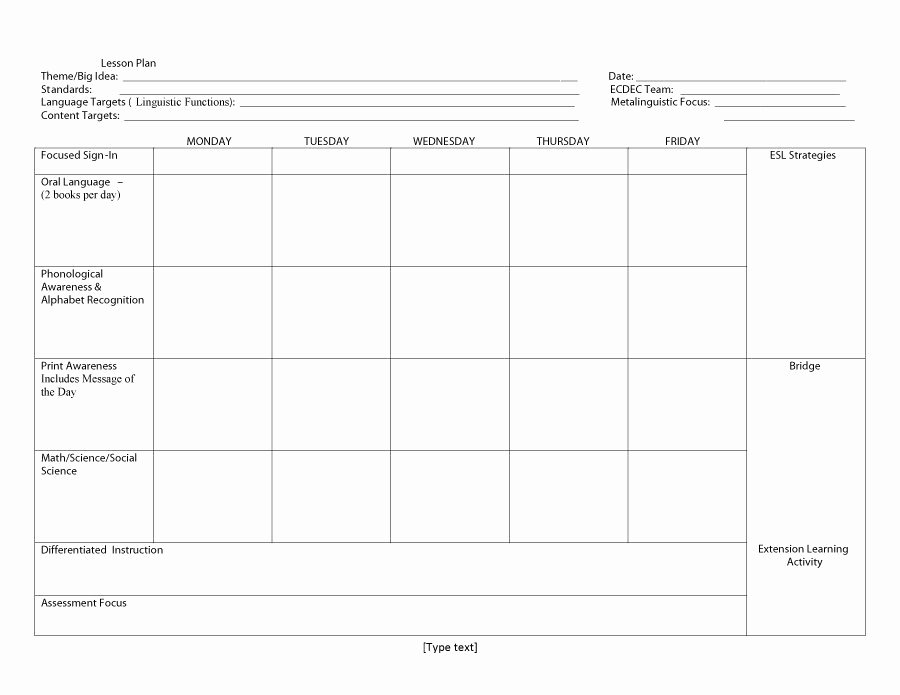 Printable Weekly Lesson Plan Template Inspirational 44 Free Lesson Plan Templates [ Mon Core Preschool Weekly]