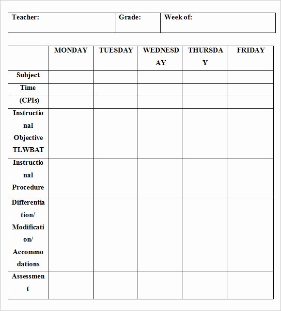 Printable Weekly Lesson Plan Template Inspirational Sample Weekly Lesson Plan 8 Documents In Pdf Word