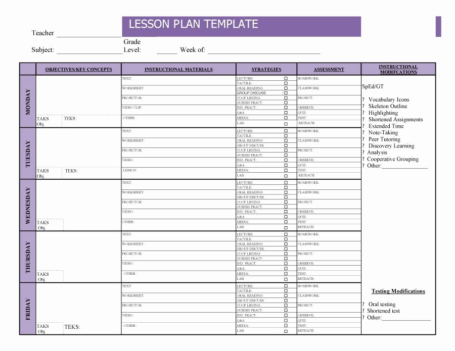 Printable Weekly Lesson Plan Template Unique 44 Free Lesson Plan Templates [ Mon Core Preschool Weekly]