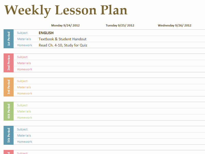 Printable Weekly Lesson Plan Templates Elegant Printable Lesson Plan Template Free to