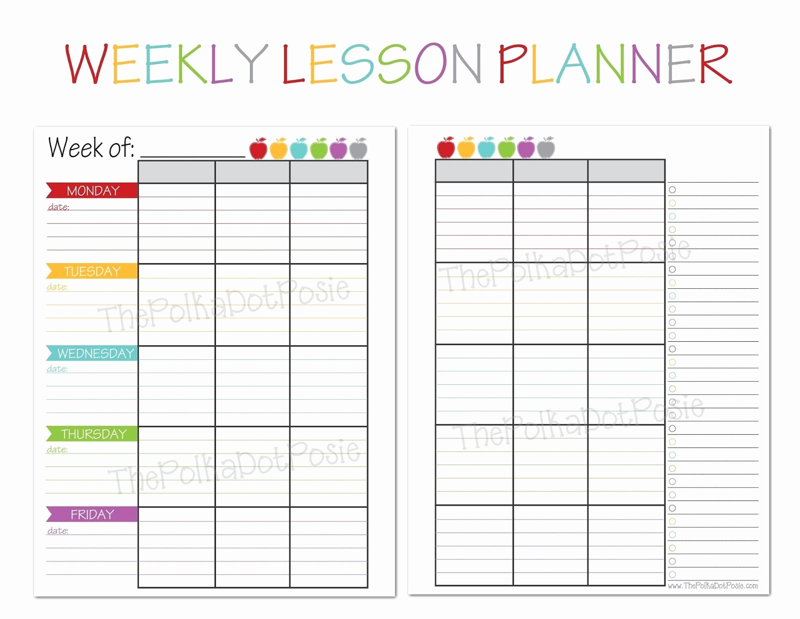 Printable Weekly Lesson Plan Templates Elegant the Polka Dot Posie New Teacher &amp; Homeschool Planners