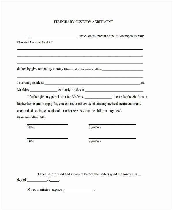 Private Child Support Agreement Template Beautiful Temporary Guardianship Agreement form Template