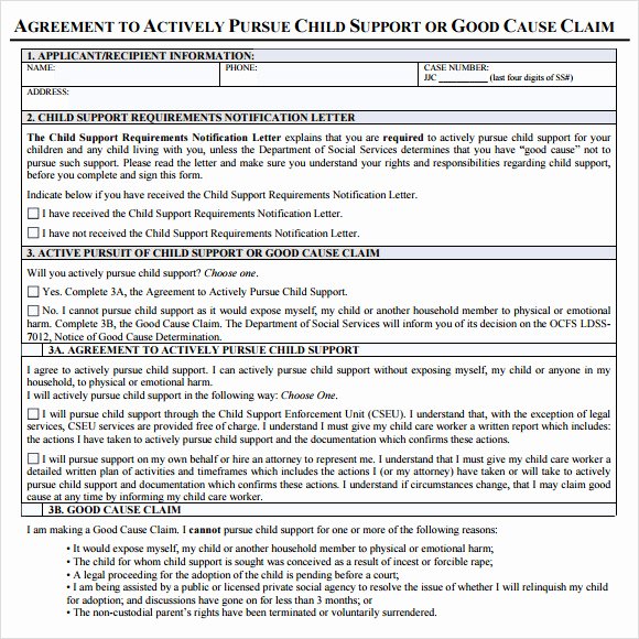 Private Child Support Agreement Template Fresh Sample Child Support Agreement 7 Example format