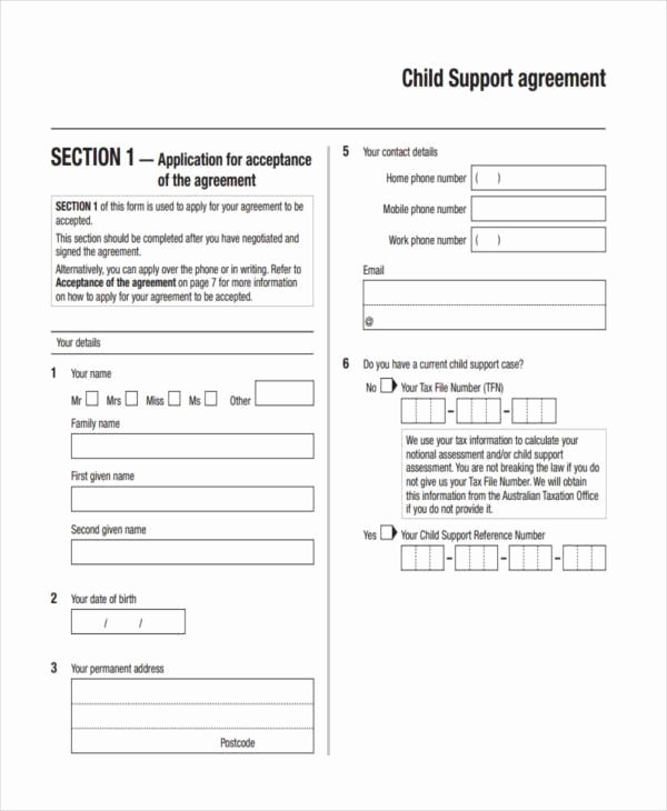Private Child Support Agreement Template Inspirational Agreement forms In Pdf