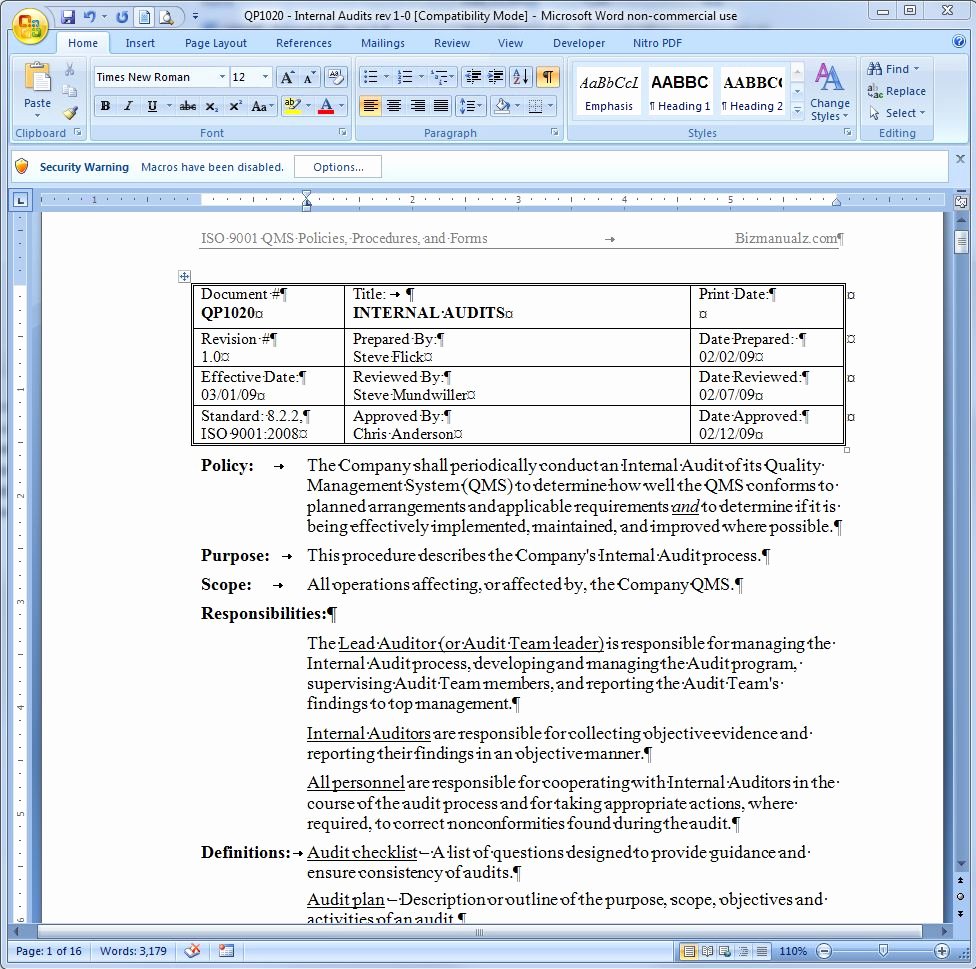 Procedure Manual Template Word Lovely Ms Word Policy Procedure