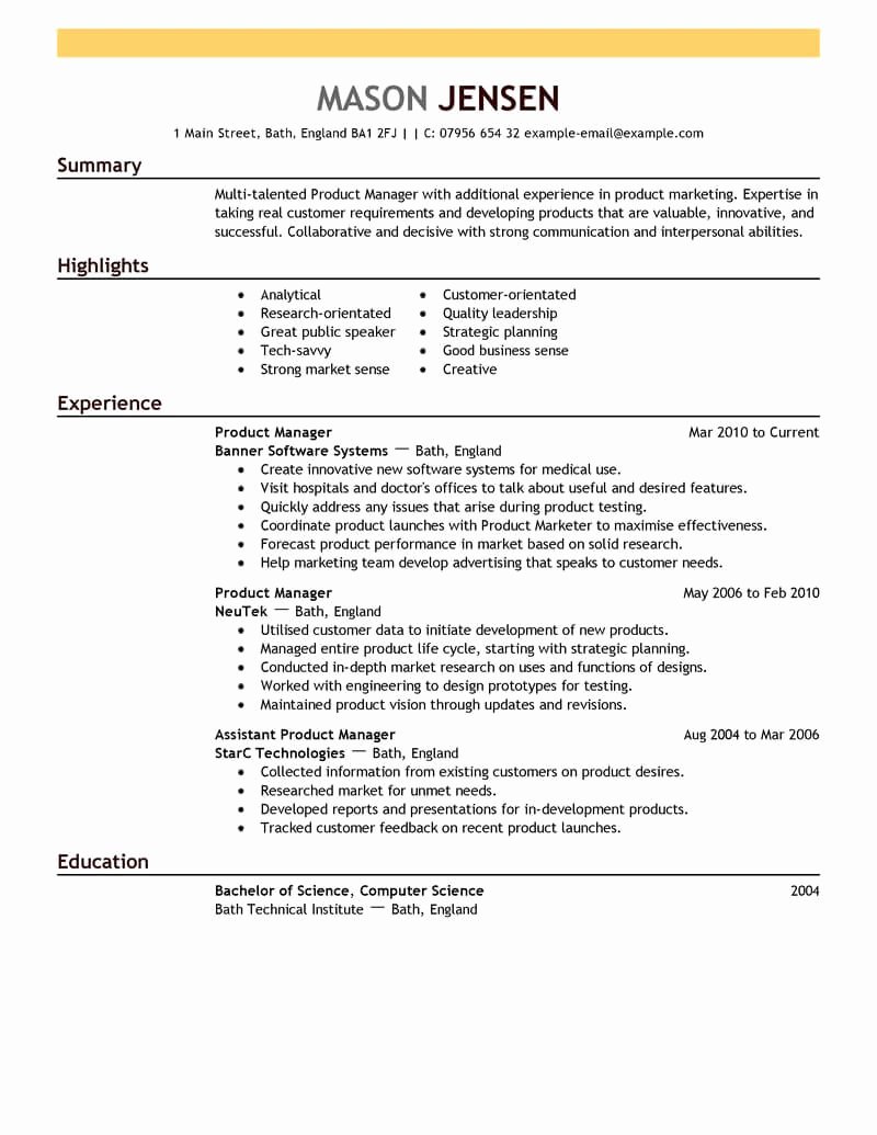 Product Manager Resume Template Luxury Best Product Manager Resume Example
