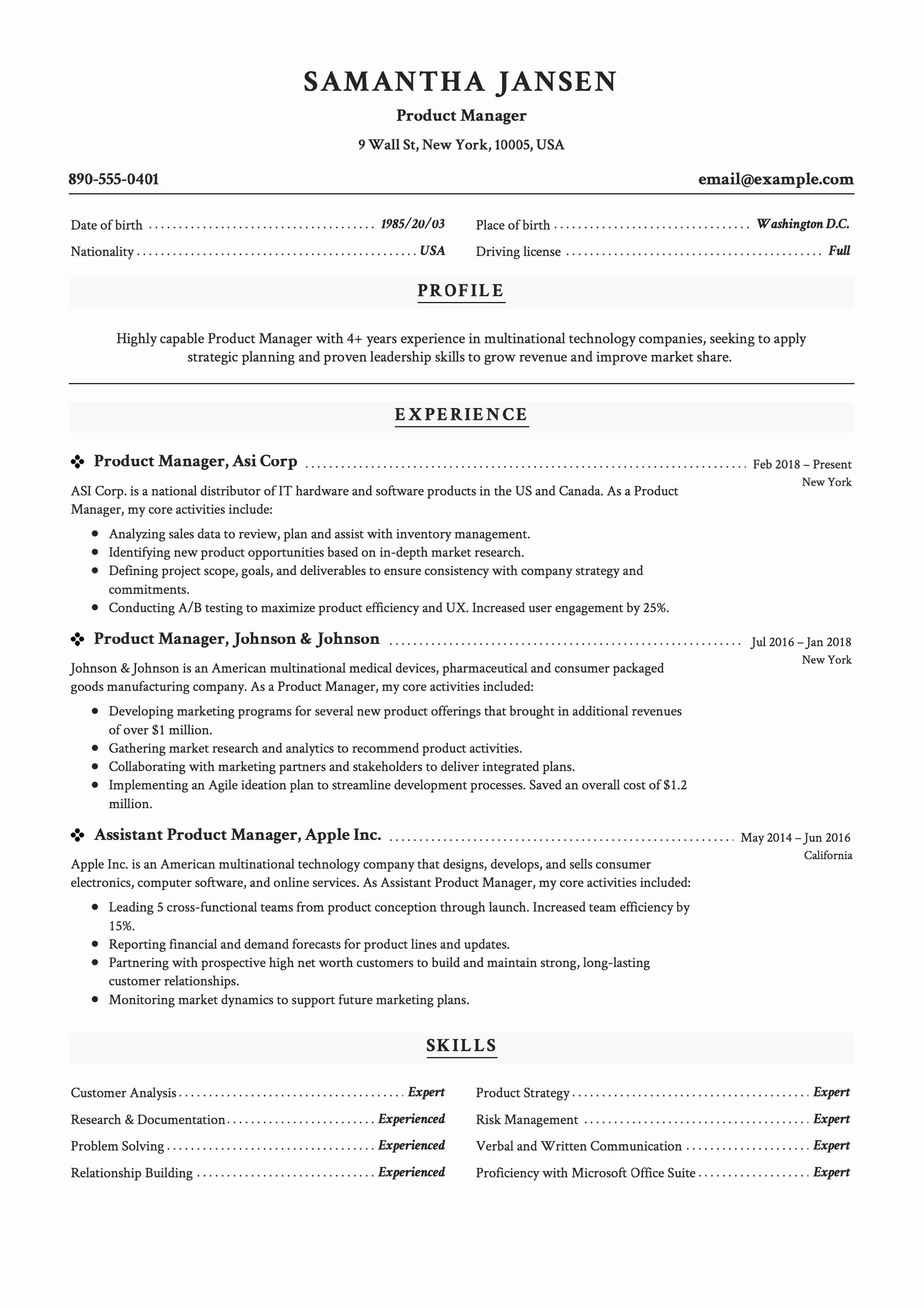 Product Manager Resume Template Unique Product Manager Resume Resume [ 12 Samples ] Pdf