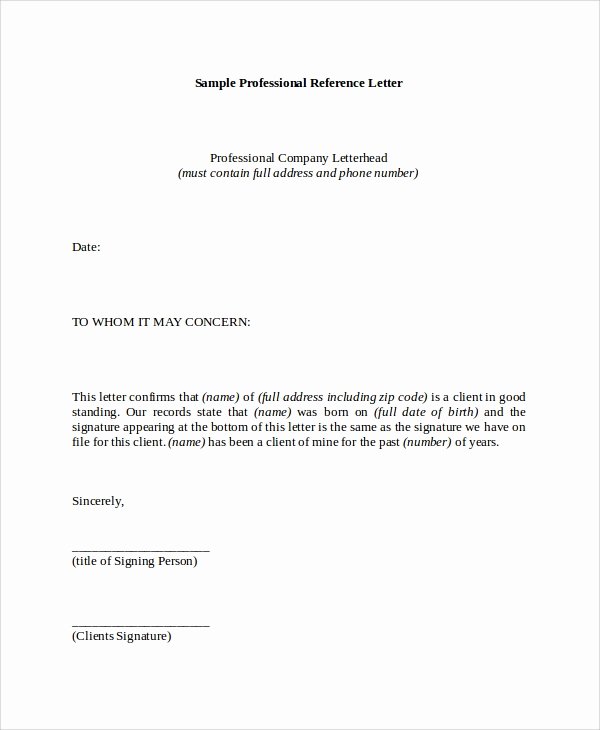 Professional Reference Letter Template Fresh 8 Reference Letter Samples Pdf Word