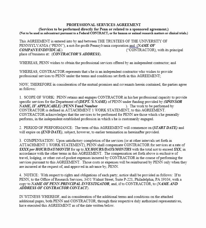 Professional Services Agreement Template Unique 50 Professional Service Agreement Templates &amp; Contracts