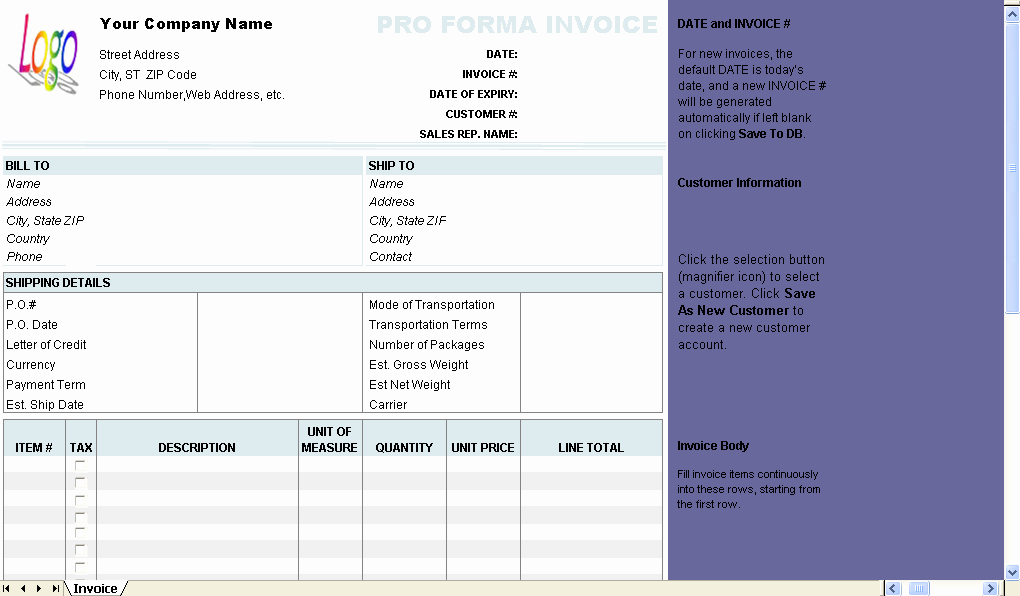 Proforma Invoice Template Excel Awesome Free Proforma Invoice Template Invoice Manager for Excel