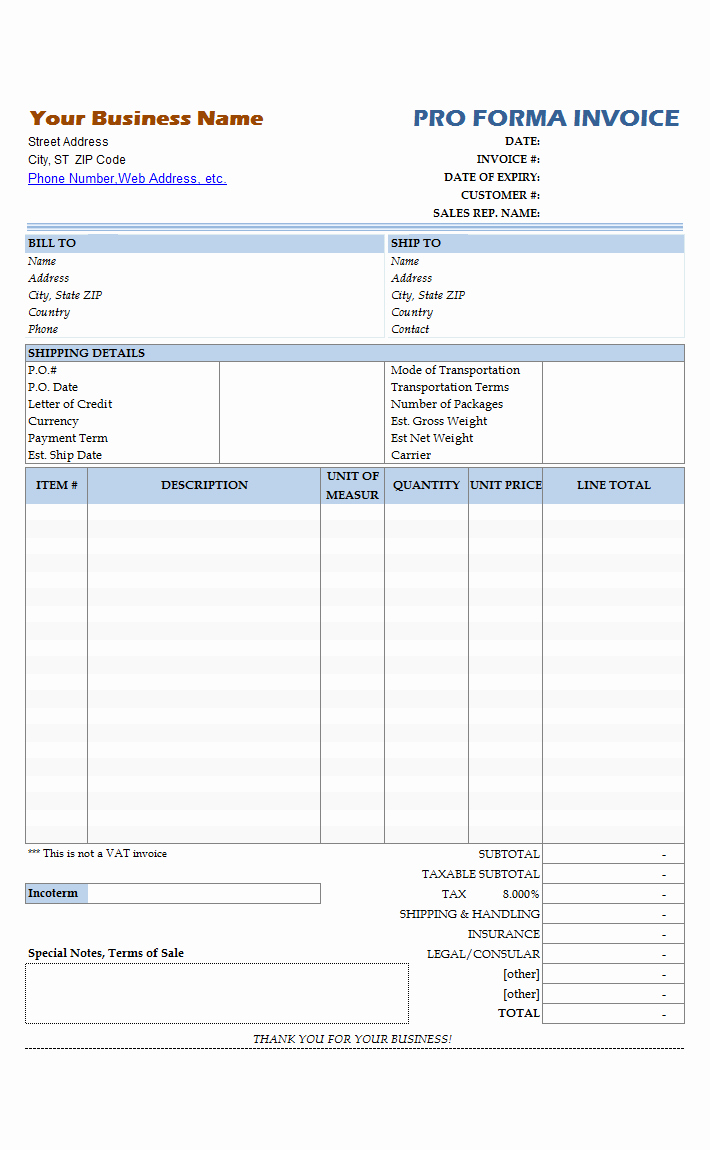 Proforma Invoice Template Excel Awesome Simple Proforma Invoicing Sample