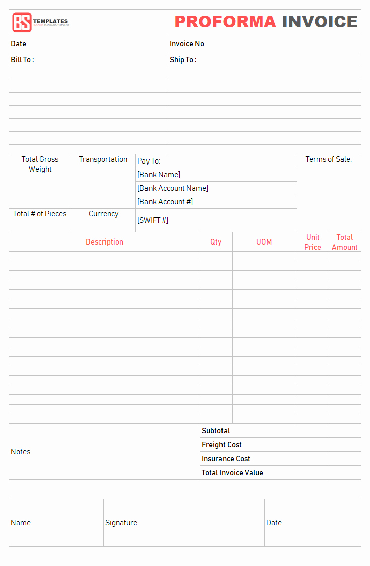 Proforma Invoice Template Excel Best Of Proforma Invoice Template for Excel Free Excel