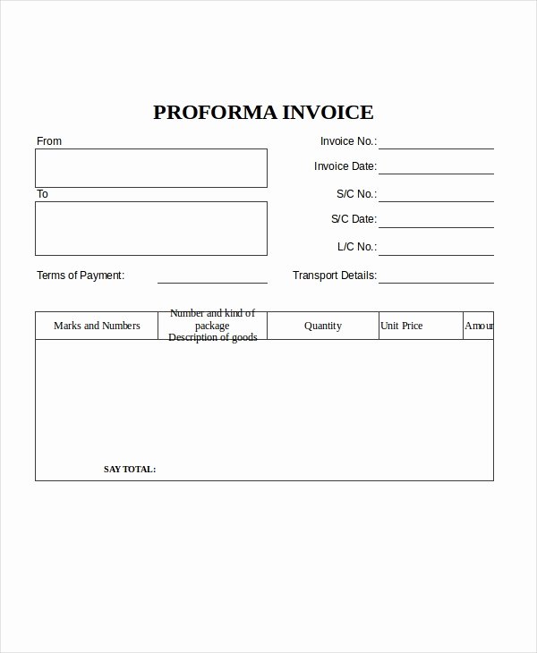 Proforma Invoice Template Excel Inspirational Proforma Invoice 19 Free Word Excel Pdf Documents