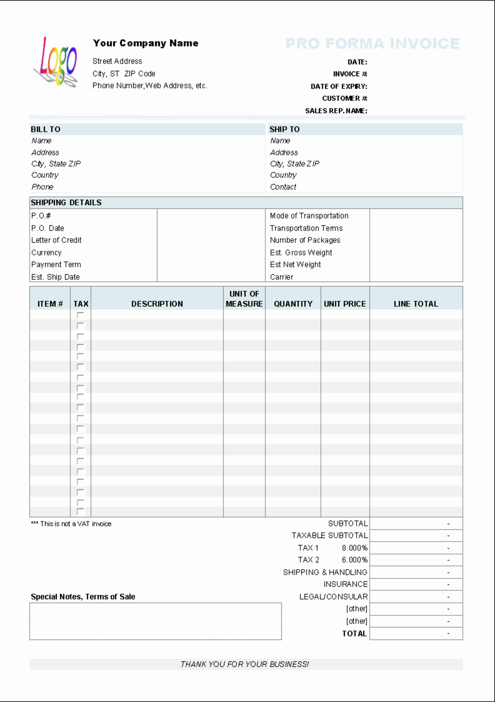 Proforma Invoice Template Excel Luxury Free Proforma Invoice Template Download