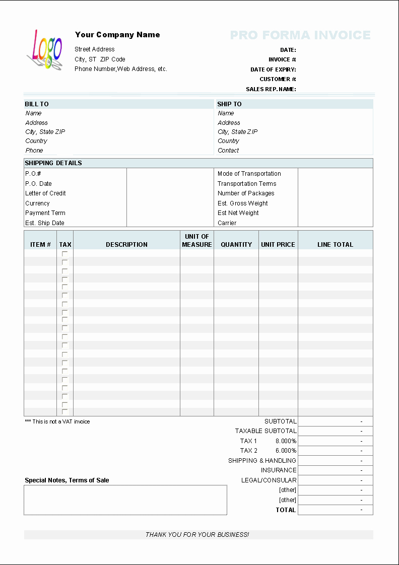 Proforma Invoice Template Excel Luxury Free Proforma Invoice Template Uniform Invoice software