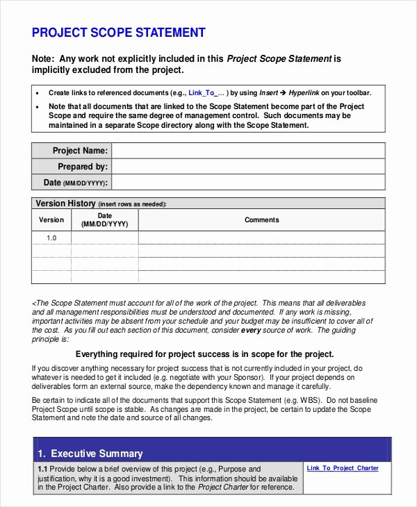 Project Scope Template Word Awesome 11 Statement Templates Free Word Pdf Documents