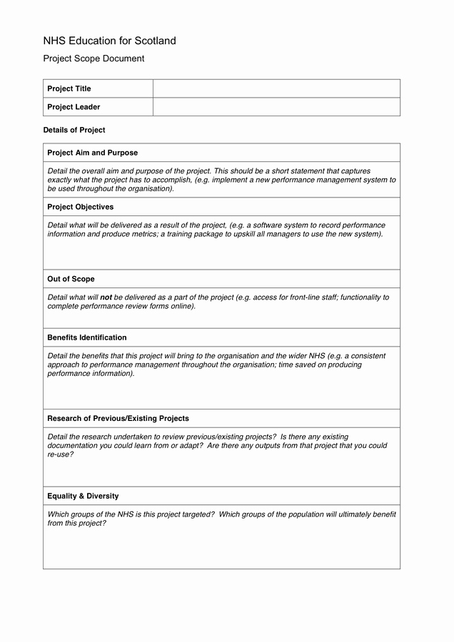 Project Scope Template Word Awesome Project Scope Template In Word and Pdf formats