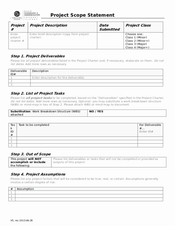 Project Scope Template Word Inspirational Free 12 Scope Statement Templates In Pdf
