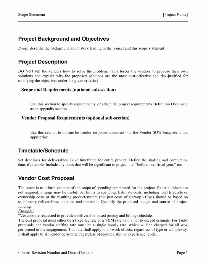 Project Scope Template Word New Project Scope Template In Word and Pdf formats Page 5 Of 7