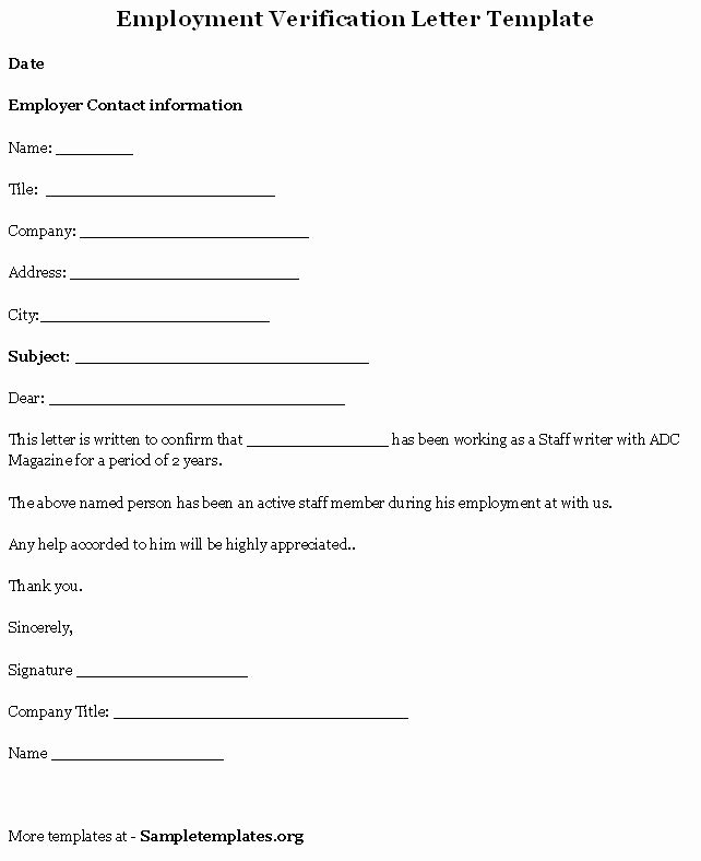 Proof Of Employment Letter Template Best Of Free Printable Letter Employment Verification form