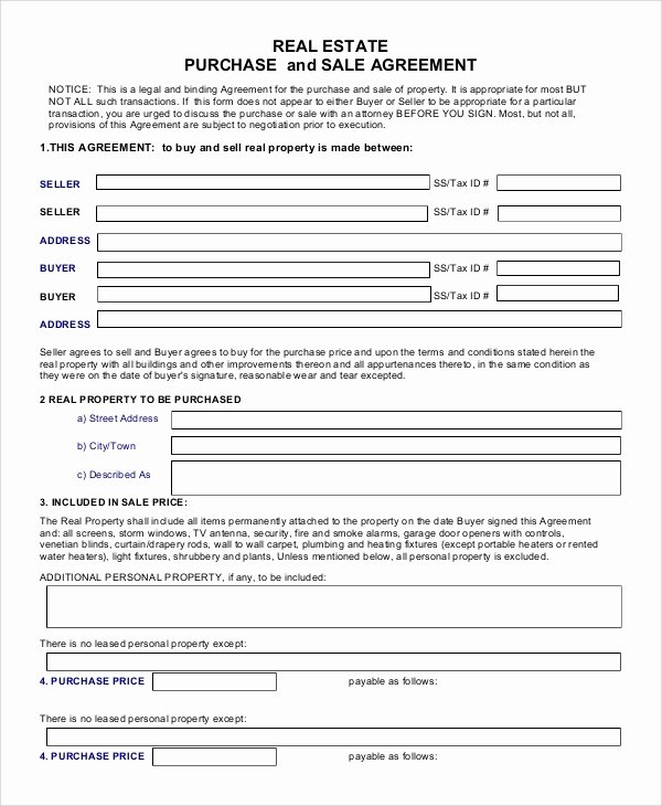Purchase Agreement Template for House Awesome Sample Real Estate Purchase Agreement 9 Examples In Pdf