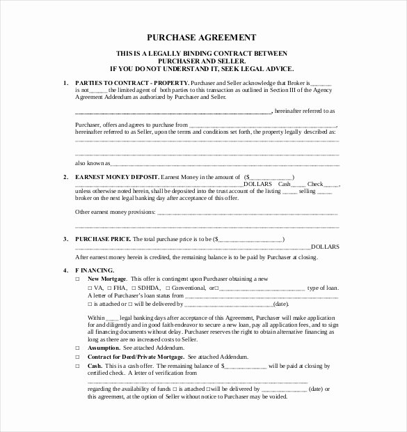 Purchase Agreement Template for House Luxury 28 Purchase Agreement Templates – Word Pdf Pages