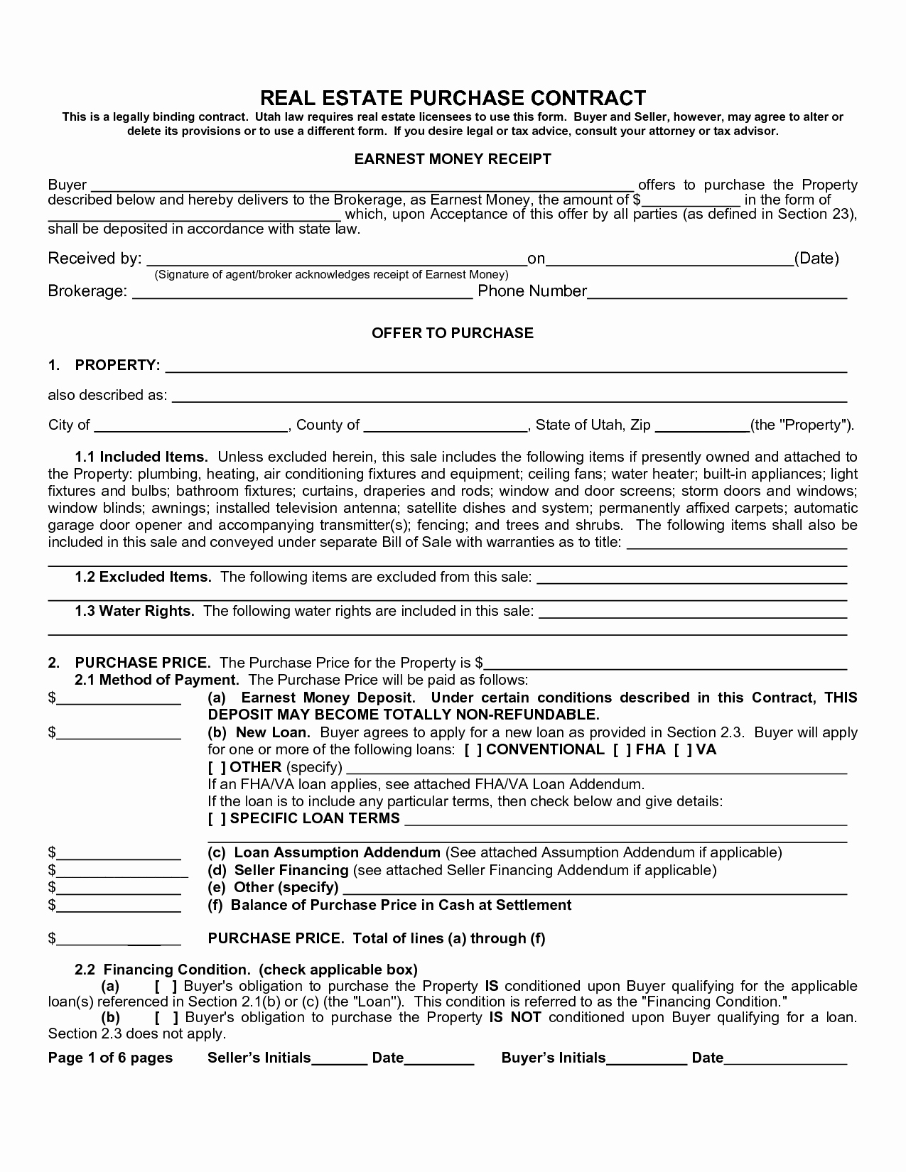 Purchase Agreement Template for House Luxury Free Real Estate Purchase Agreement form Free Printable