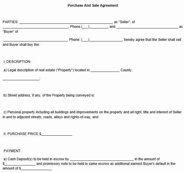 Purchase Agreement Template Free Best Of Purchase and Sale Agreement form Template Free Purchase
