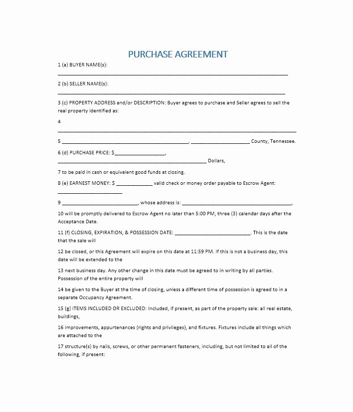 Purchase Agreement Template Free Fresh 37 Simple Purchase Agreement Templates [real Estate Business]