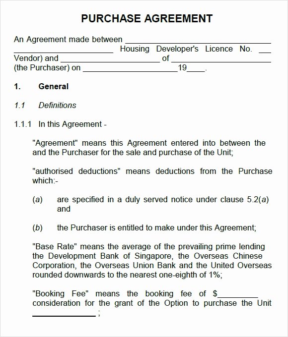 Purchase Agreement Template Free Fresh Sample Vehicle Purchase Agreement 19 Documents In Pdf Word