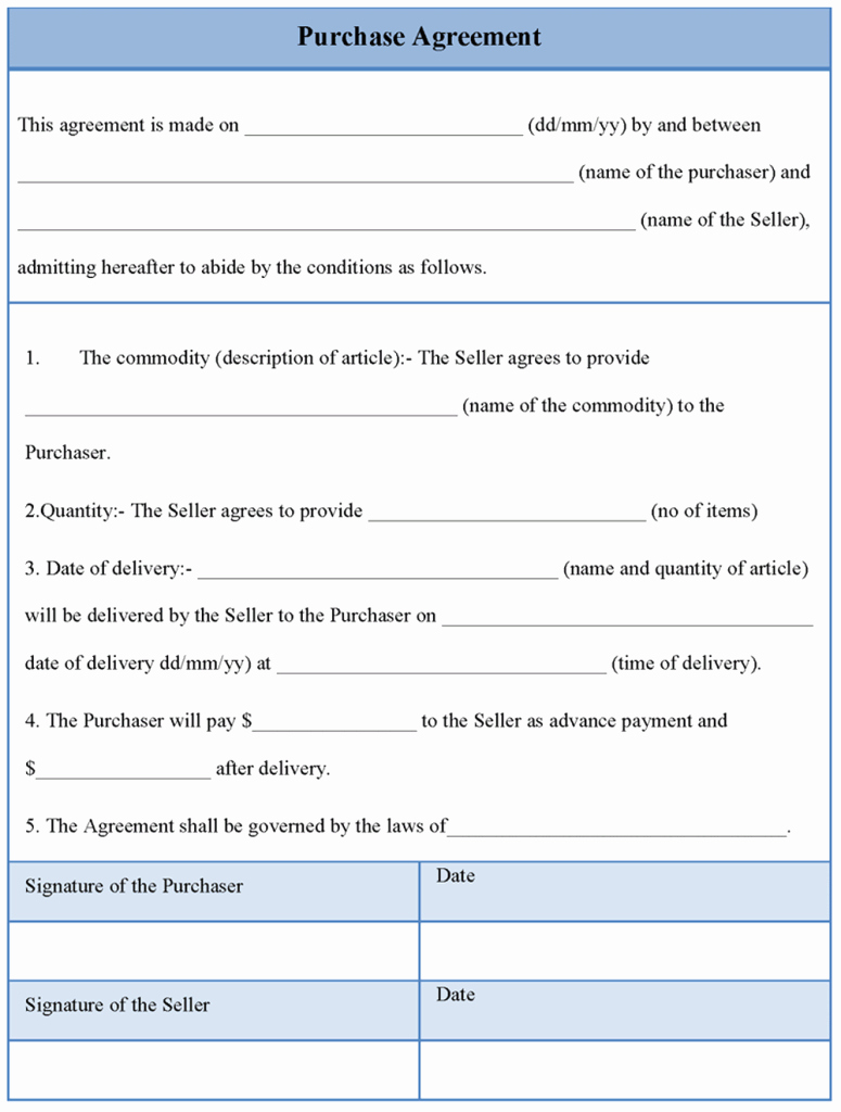 Purchase Agreement Template Free New 45 Perfect Agreement Template Examples Thogati