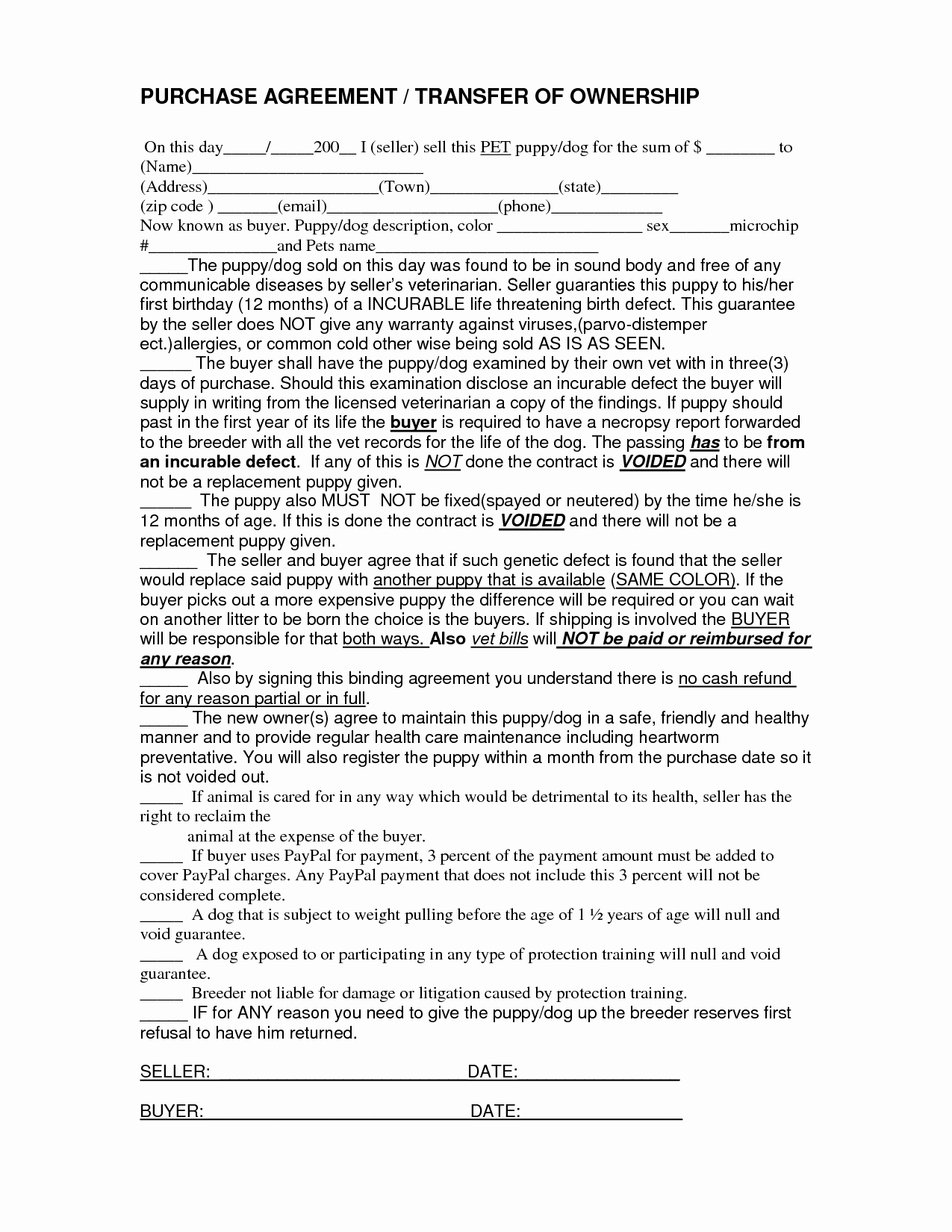 Purchase Agreement Template Free New for Sale by Owner Purchase Agreement