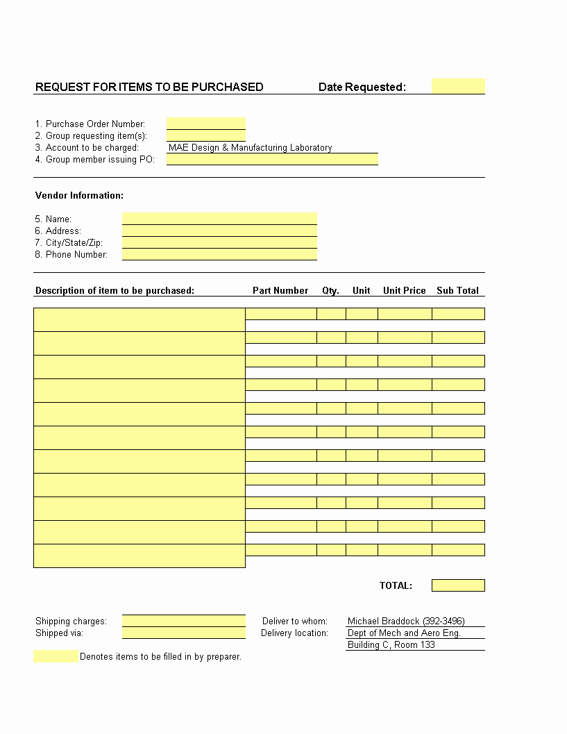 Purchase order Request form Template Best Of Purchase order Request form