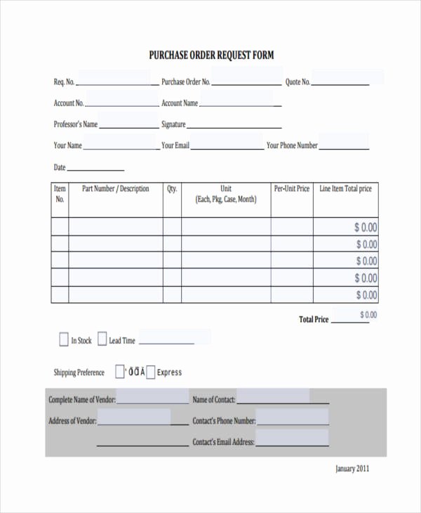 Purchase order Request form Template Fresh Free 48 Sample Request form Templates