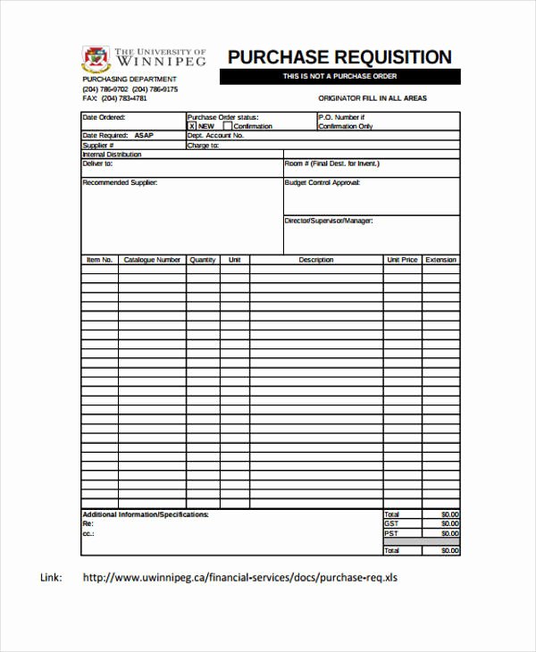 Purchase order Request form Template Inspirational Free 39 Sample Requisition forms In Xls