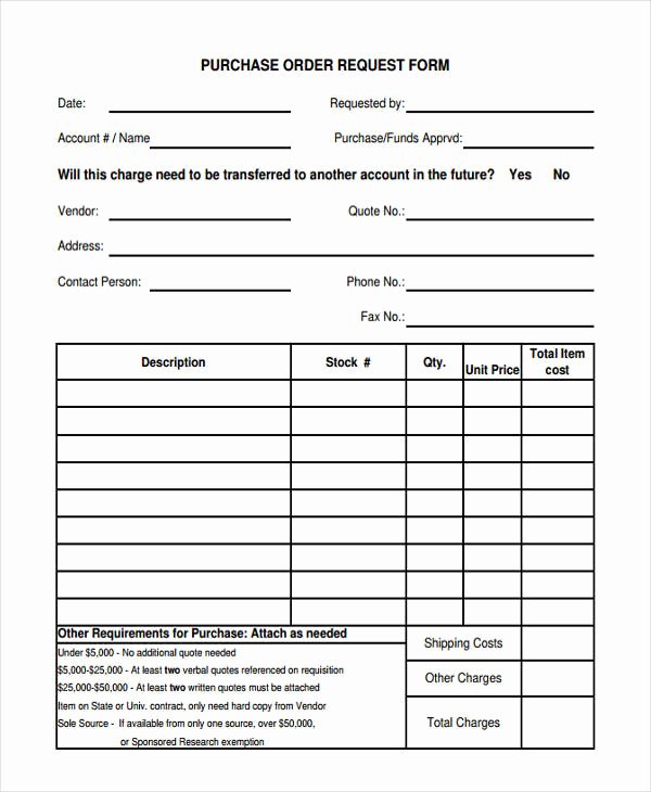 Purchase order Request form Template Luxury 11 Purchase order forms Free Samples Examples formats