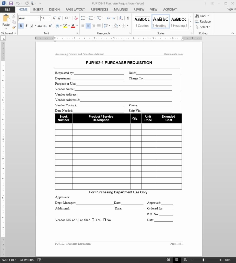 Purchase order Request form Template Unique Purchase Requisition Template