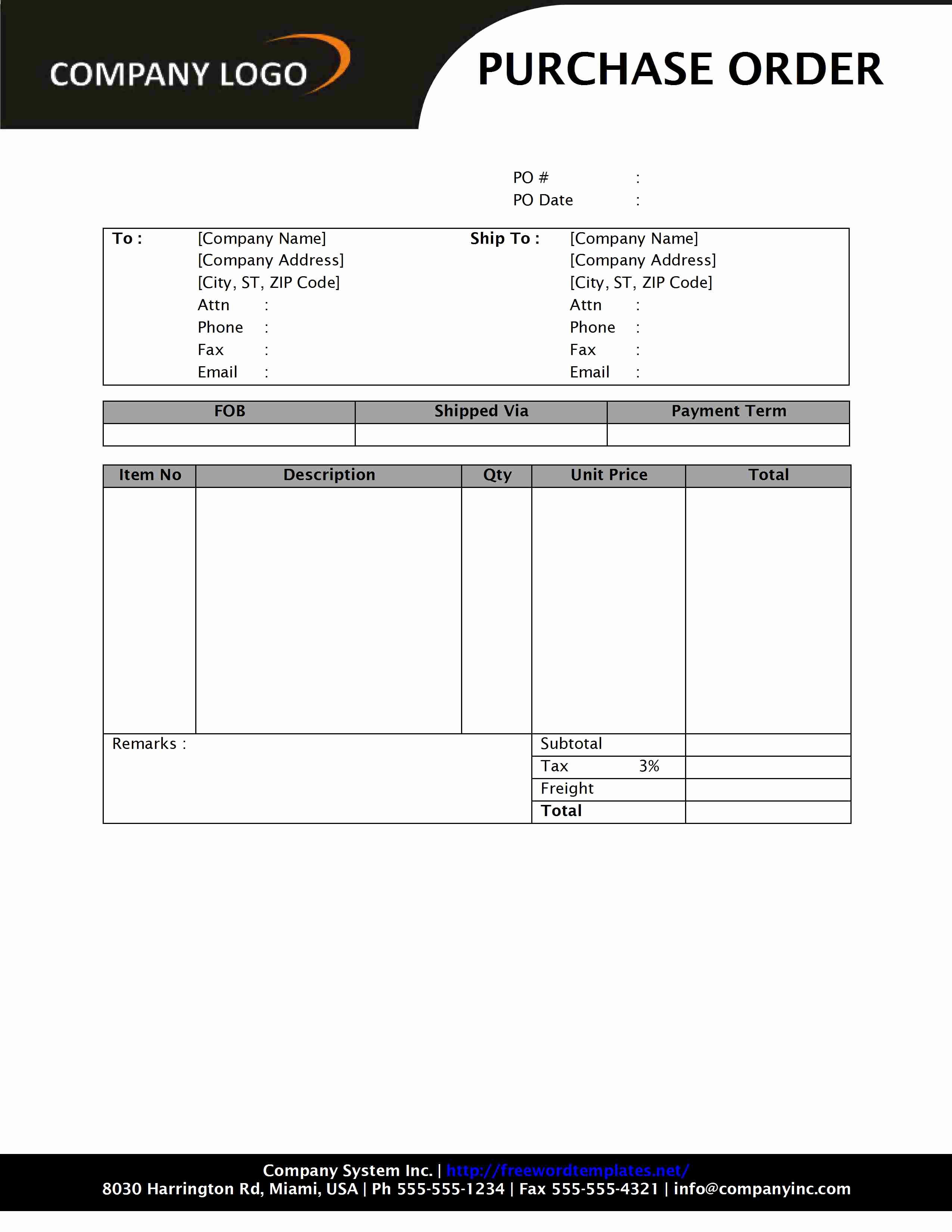 Purchase order Template Microsoft Word Awesome Purchase order