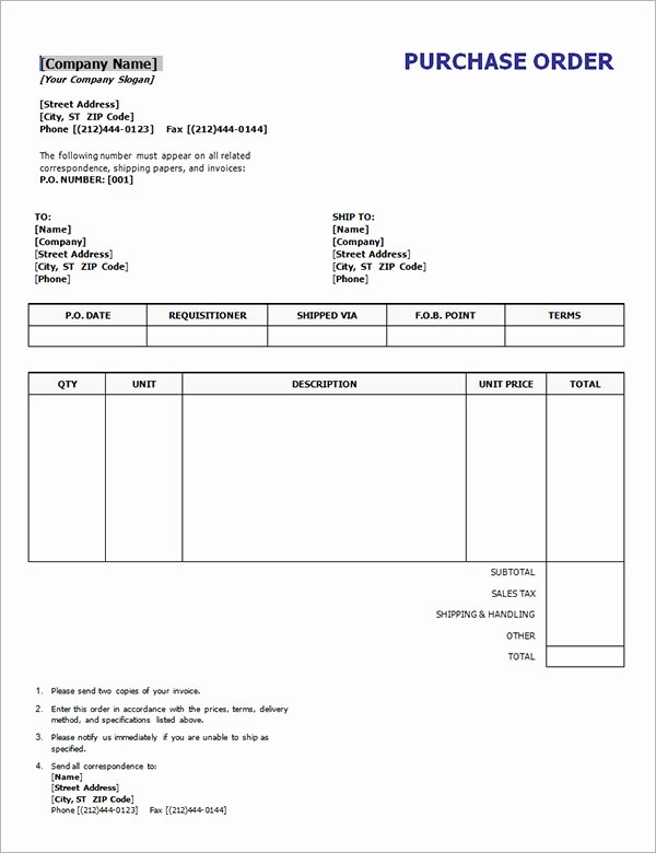 Purchase order Template Microsoft Word New Purchase order Template 18 Download Free Documents In